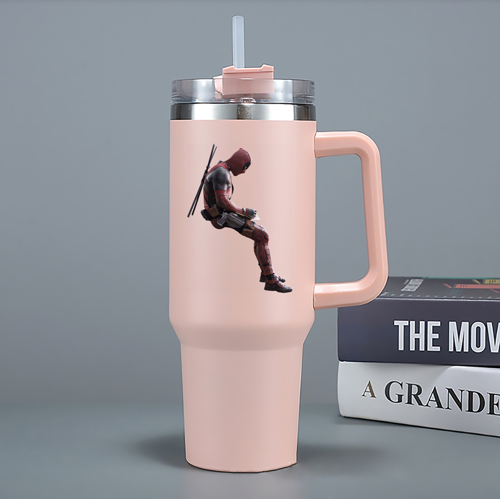 （画像用） Deadpool デッドプール 1200mL車用タンブラー - クリスタルステッカー（プラスチックストロー付き）